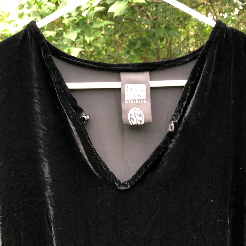 L/XL Vintage Blue Fish Silk Velvet Dress Tunic Hand Printed Made in USA 🇺🇸 - Picture 5 of 10